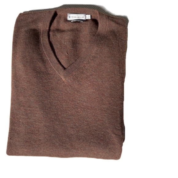 Peter Millar cashmere sweater long sleeve v-neck brown Large - Picture 9 of 13